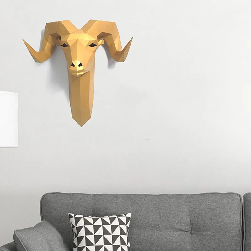 Pre-cut Bighorn Wild Sheep Animal Wall Decor Home Art Decoration Paper Model,3D Papercraft,Handmade DIY Adult Craft RTY225