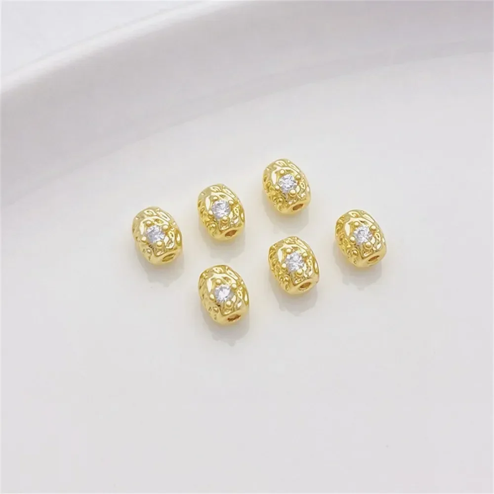 14K الذهب مطعمة الزركونيوم الباروك غير النظامية الخرز اليدوية DIY سلسلة سوار قلادة مجوهرات المواد اكسسوارات