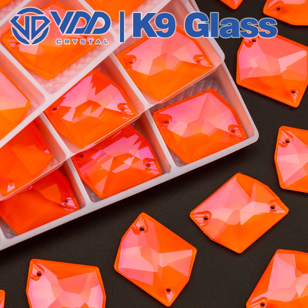 VDD 17x21mm Neon Orange Cosmic Top Quality Glass Sew On Rhinestones Crystal Flatback Stones For Clothes Decoration Wedding Dress