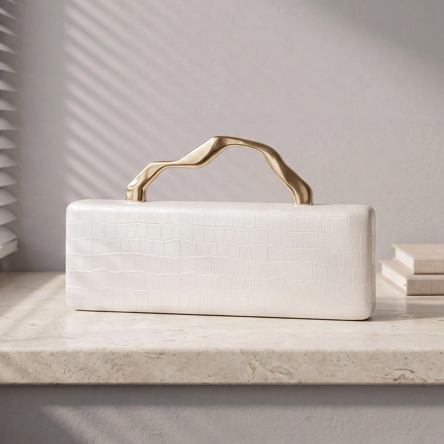 Luxuriöse Abendclutch mit Krokodilprägung in Gold, Damenmode, Party-/Hochzeitstasche, Umhängetasche mit Kette, lange Damenbrieftasche. – Detail 9