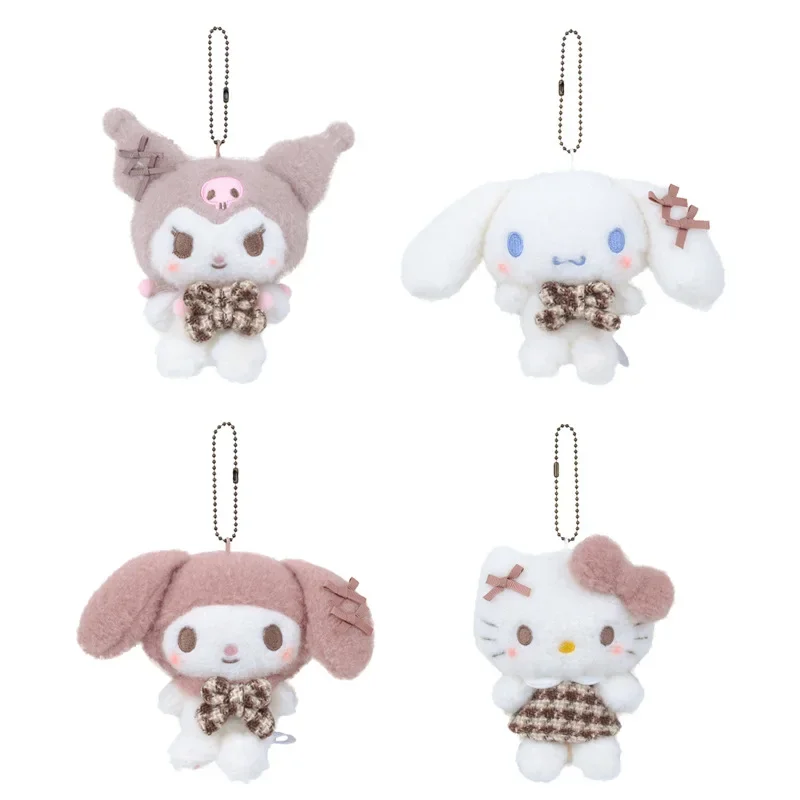 Kawaii Sanrio Hello Kitty Kuromi Melody Cinnamoroll Mocha Plush Toy Backpack Pendant Plushies Doll Keychain Decoration Gift