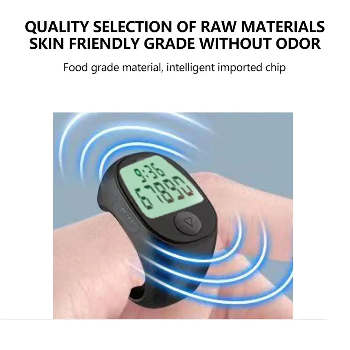 SCLS LCD Digital Counter Electronic Muslims Tasbeeh Finger Counter for Prayer Time Reminder Waterproof Black