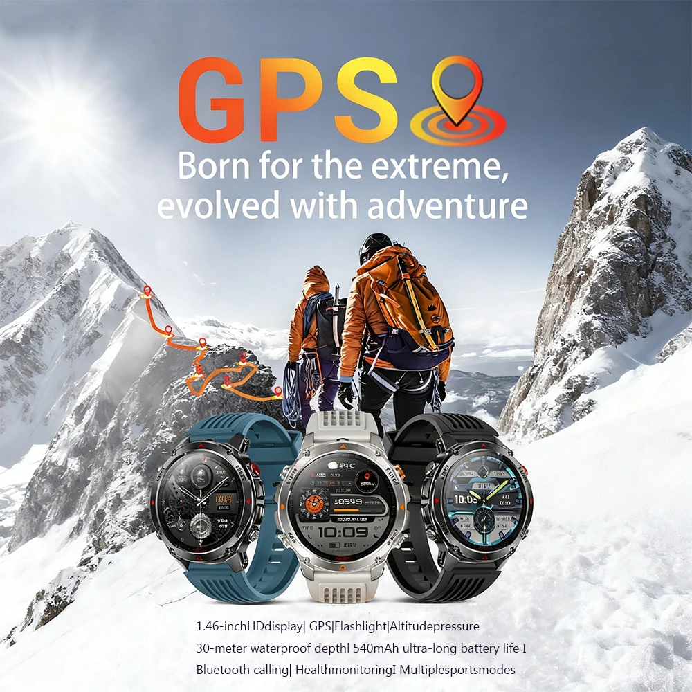 Nowy profesjonalny smartwatch sportowy GPS dla mężczyzn na rok 2025, do aktywności na świeżym powietrzu, jazdy na rowerze, biegania, z funkcją śledzenia GPS, pływania, kompasem, wysokościomierzem, wodoszczelność 3ATM, bransoletki sportowe.