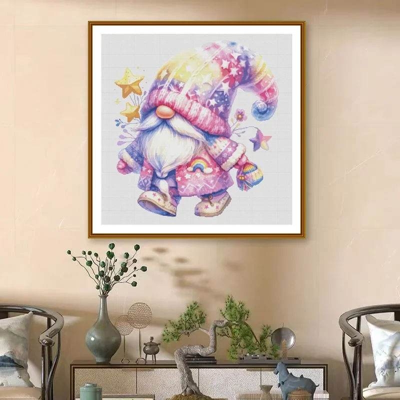 [ZZ5823-stars Dwarfs] Stamped Cross Stitch Kit 14CT 16CT Pre Printed Canvas Cotton Threads Embroidery Needlework Home Wall Decor
