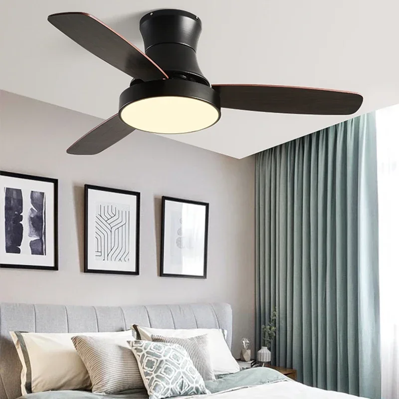 Low Floor With Electric Fan Nordic Celling Fan Lamp Dining Room Living Room Wood Simple Suction Ceiling Off Fan Lamp