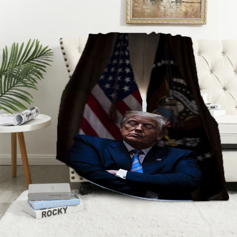 

Donald Trump Blanket Fluffy Soft Blankets & Throws King Lid Microfiber Bedding Knee Sofa Bed Decorative Fleece Nap Luxury Custom