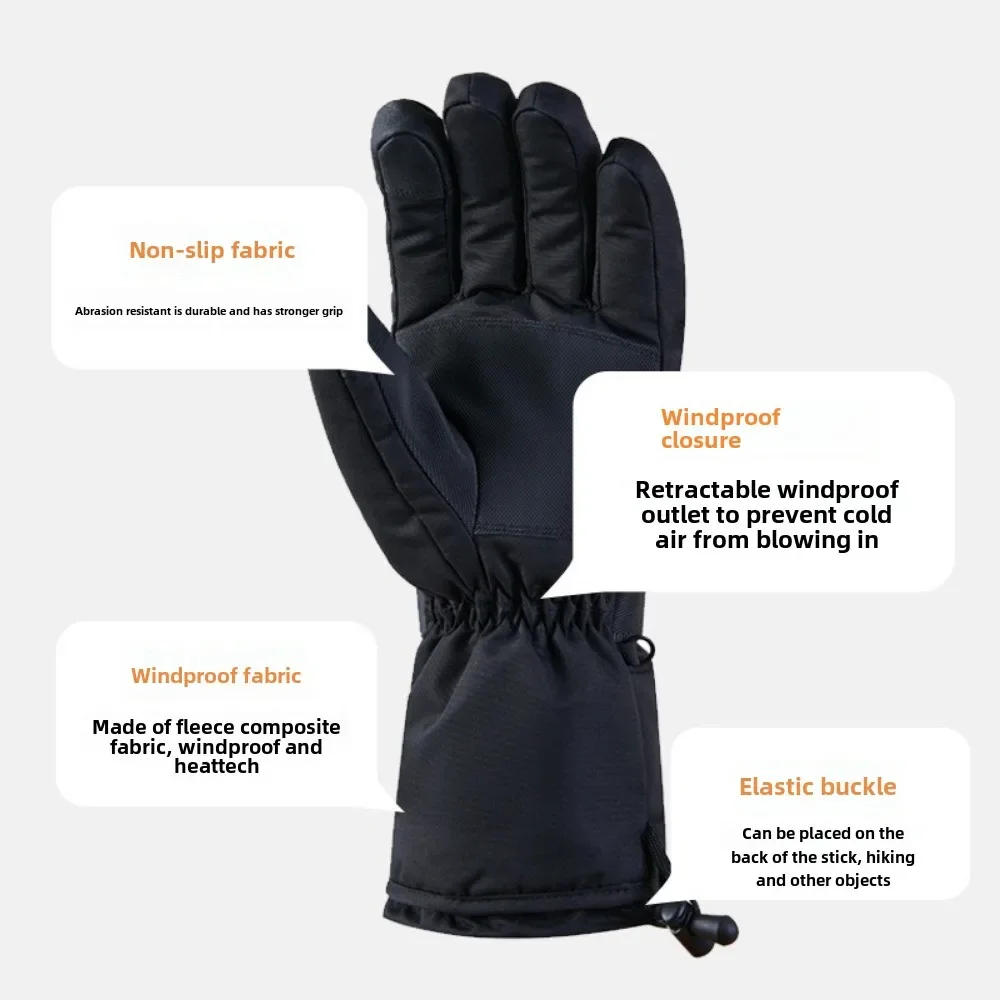 Guantes calefactables de esquí cálidos para invierno con estuche para batería, guantes calefactables impermeables antideslizantes para exteriores, guantes de esquí para motocicleta con pantalla táctil