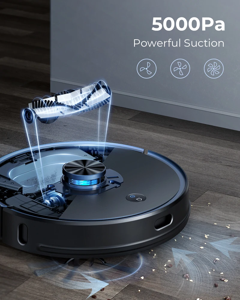 Laresar 6 Pro Robot Vacuum Cleaner Mop Auto Empty Station LDS Navigation 5000Pa Suction Smart Planned Map APP Control for Home