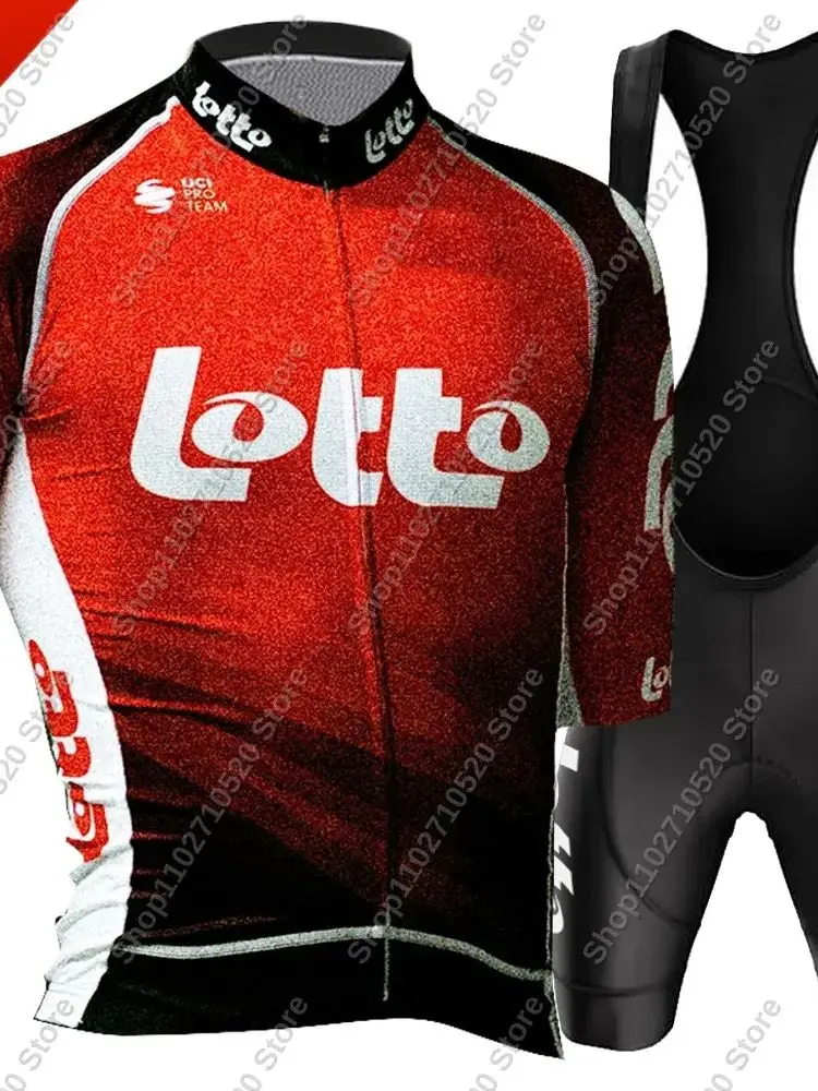 AliExpress 2025 Lotto Team Cycling Jersey Set Summer Cycling Clothing Men's Kit Road Bike Shirts Suit Bicycle Bib Shorts MTB Uniform