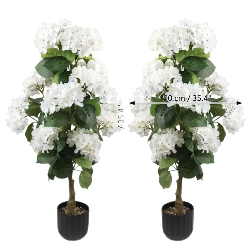 White Hydrangea Tree Amazon Hot-selling Flower Tree Feel Simulation Fake Tree Hydrangea Potted Plant