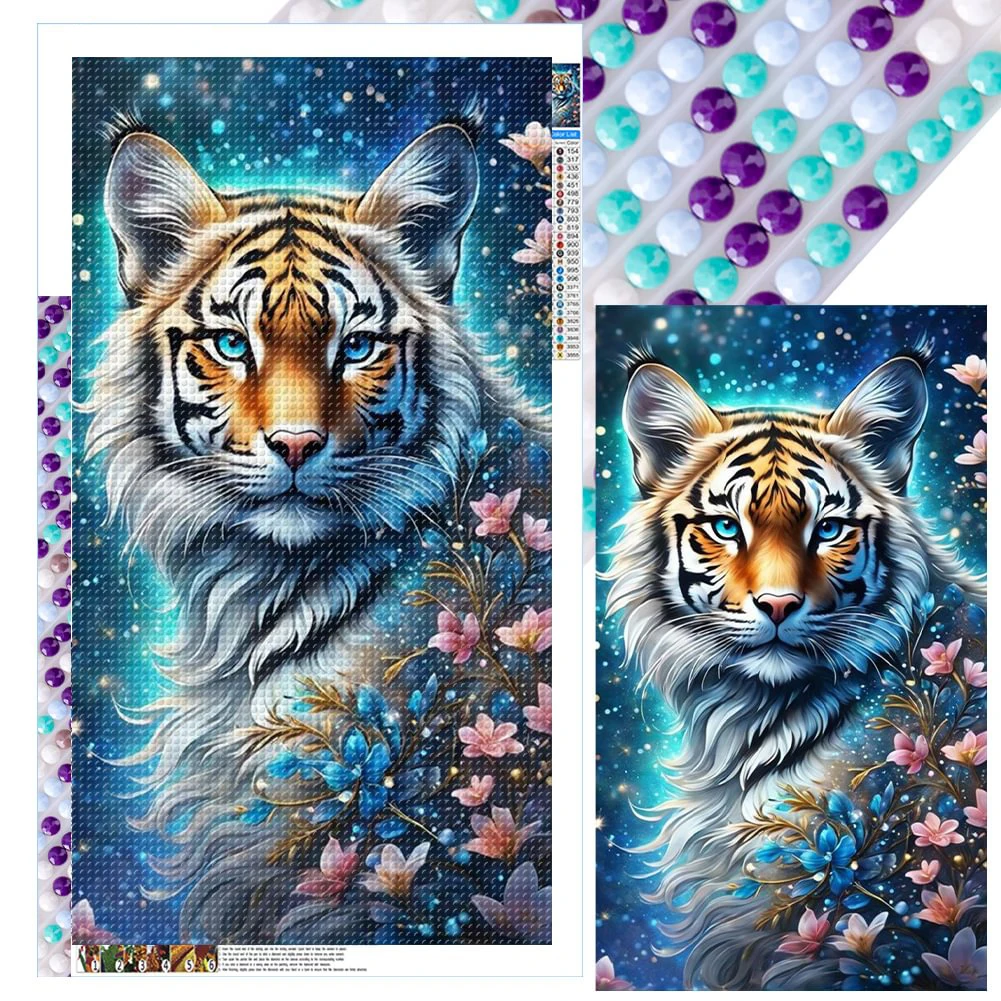 Blue Tiger Diamond Painting New 2024 Diy Full Square Round diamond Art Embroidery cross stitch kits Large Size