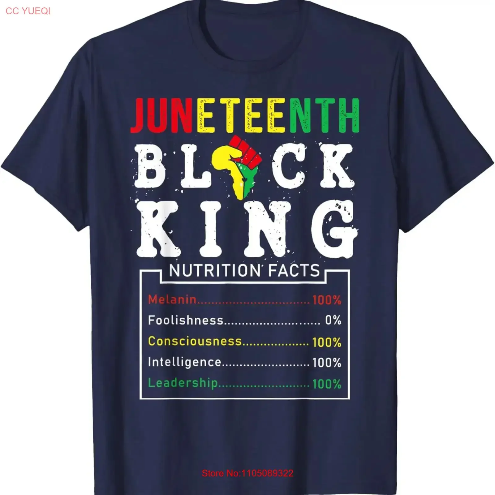 Juneteenth الرجال السود الملك الحقائق الغذائية يوم الحرية تي شيرت خمر غسلها للجنسين لينة تنوعا مصمم الملابس عارضة