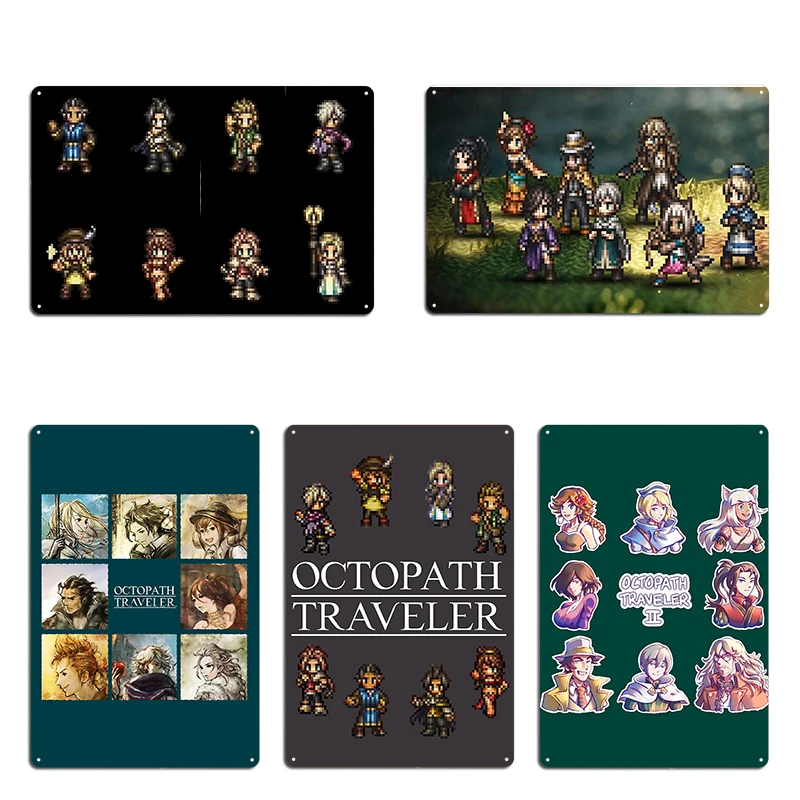 Póster de Pulpo para viajero, Sprites en pergamino, placa de Metal, placas de cueva de pared Retro, cartel de estaño para el hogar