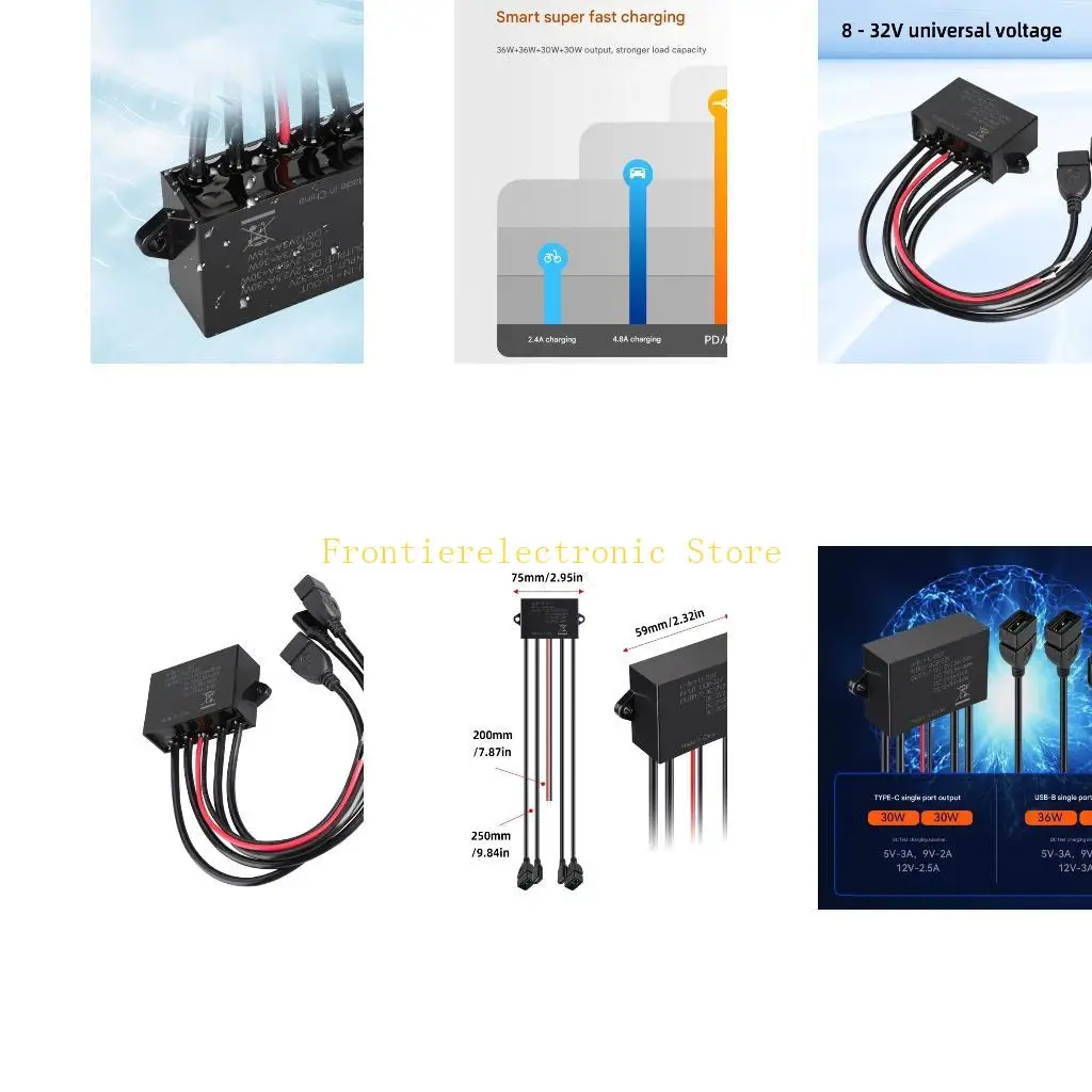 G8DB 12V 24V to Type C USB Car Charging Fast Charging Waterproof For 12V 24V Vehicles