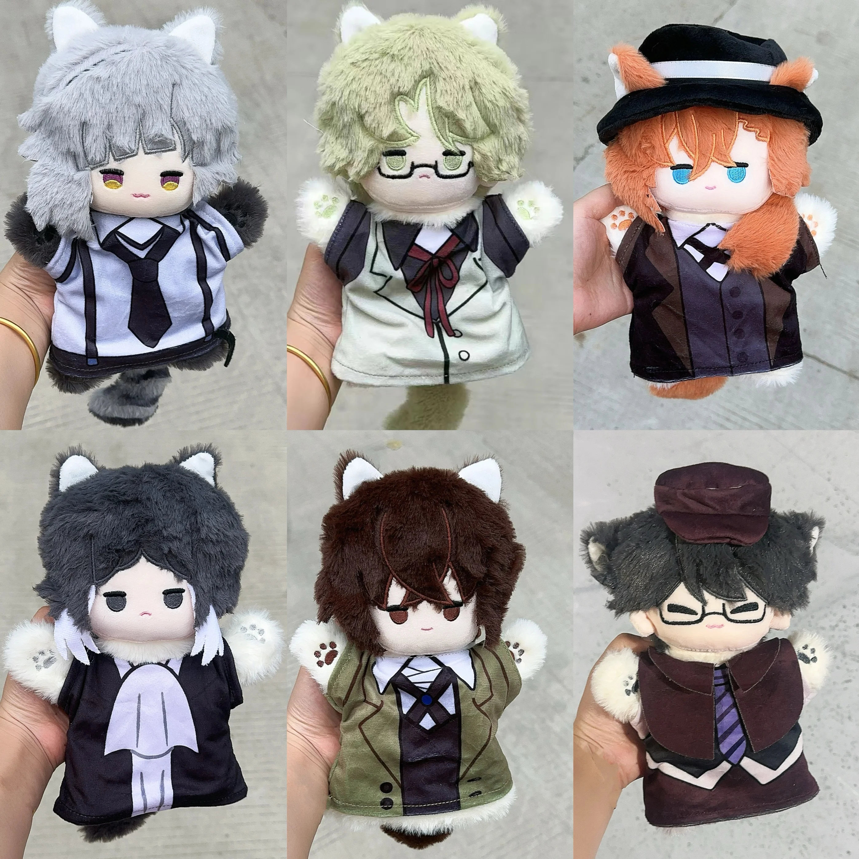 25cm Cotton Stuffed Dolls COS Anime Bungou Stray Dogs Akutagawa Dazai Nakahara Edogawa Nakajima Kunikida Plush Hand Puppet Gifts