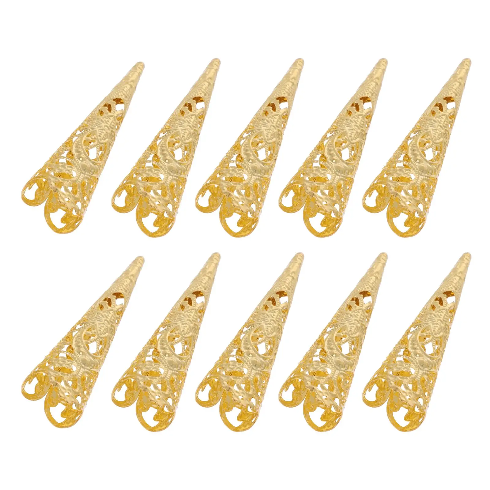 

10 Pcs Rings Metal Nail Set Dance Nails Clothing Protection Hollow Out Claws Golden Fingertip Accessory Miss