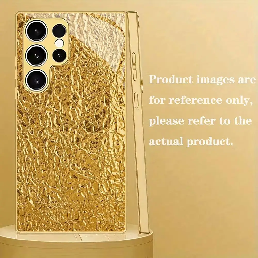 Gold plated tempered glass phone case suitable for Samsung Galaxy S26 S25 S24 S23 S22 S20 FE/Ultra/Plus anti drop back cover
