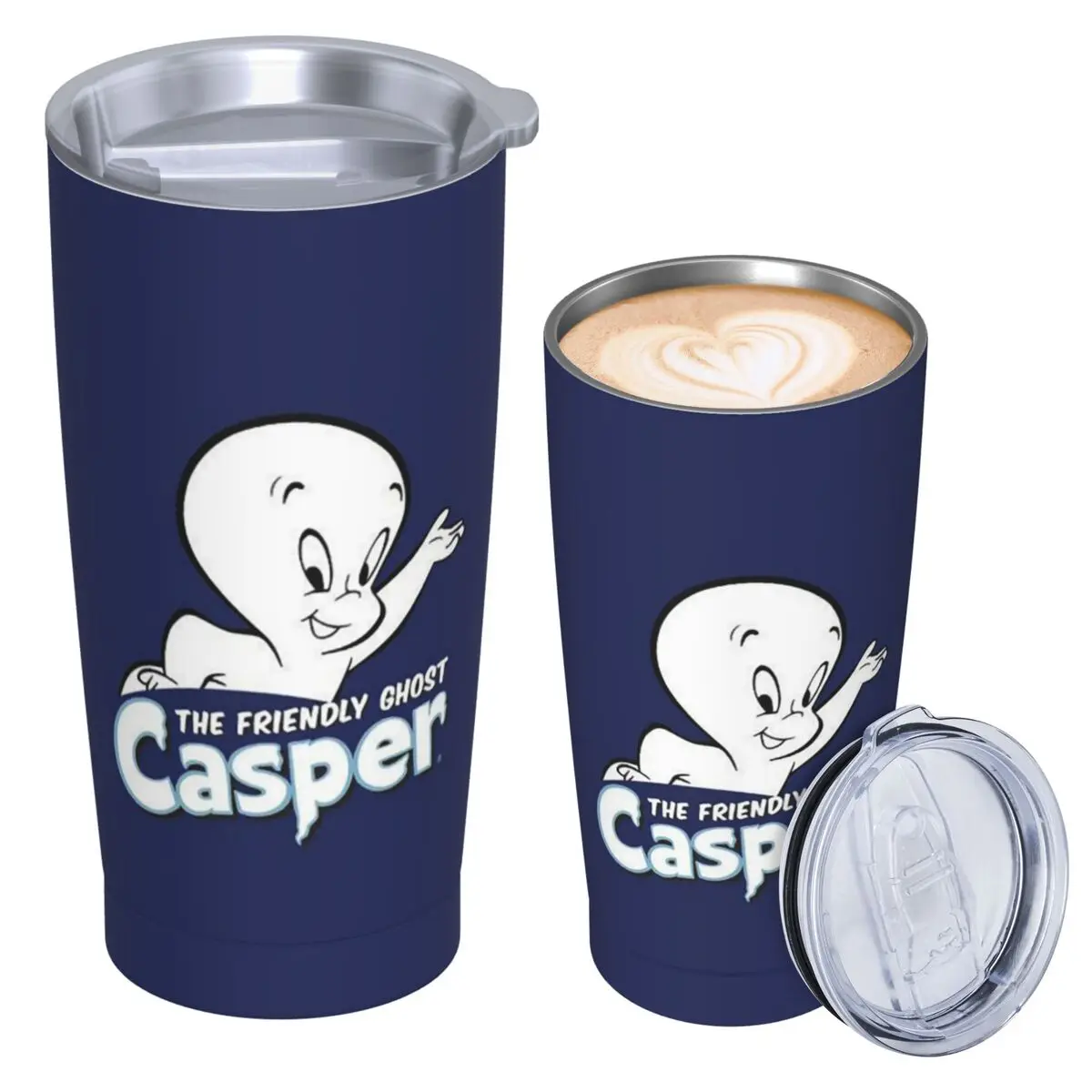 The Friendly Ghost Casper Stainless Steel Tumbler Vacuum Insulated Mugs Thermal Cold Bottle Straw With Lid 20oz