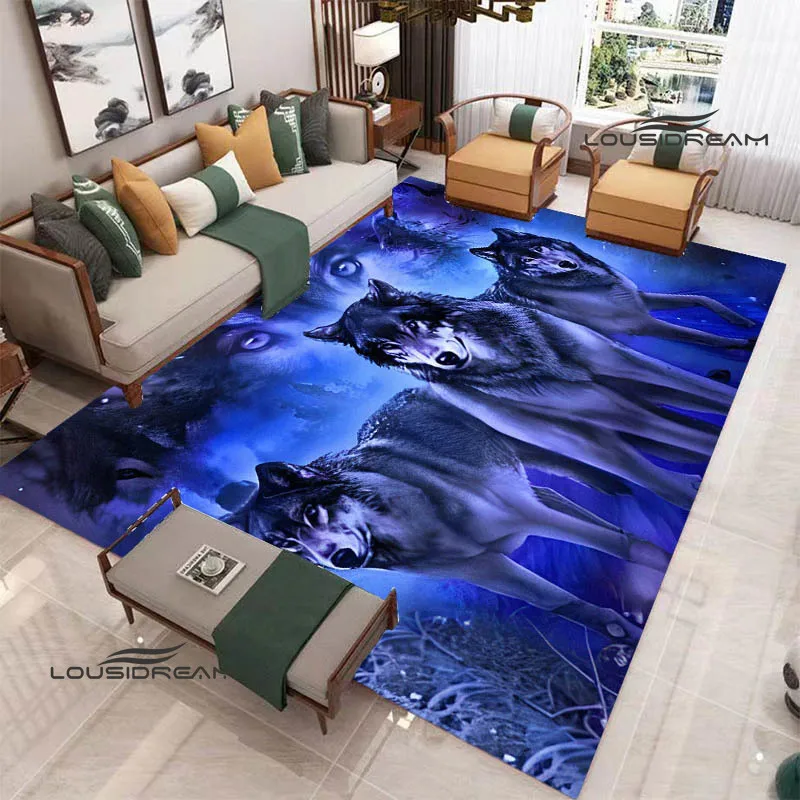 3D Wolf bedruckter Teppich Rutschfester Teppich Fußmatten Mode Yogamatte Fotografie Requisite Wohnzimmerteppiche Geburtstagsgeschenk