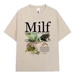 MILF Man I Love Frogs T Shirt Funny Frog Amphibian Lovers Vintage T-shirts Men Cotton Oversized Short Sleeve T-shirt Streetwear