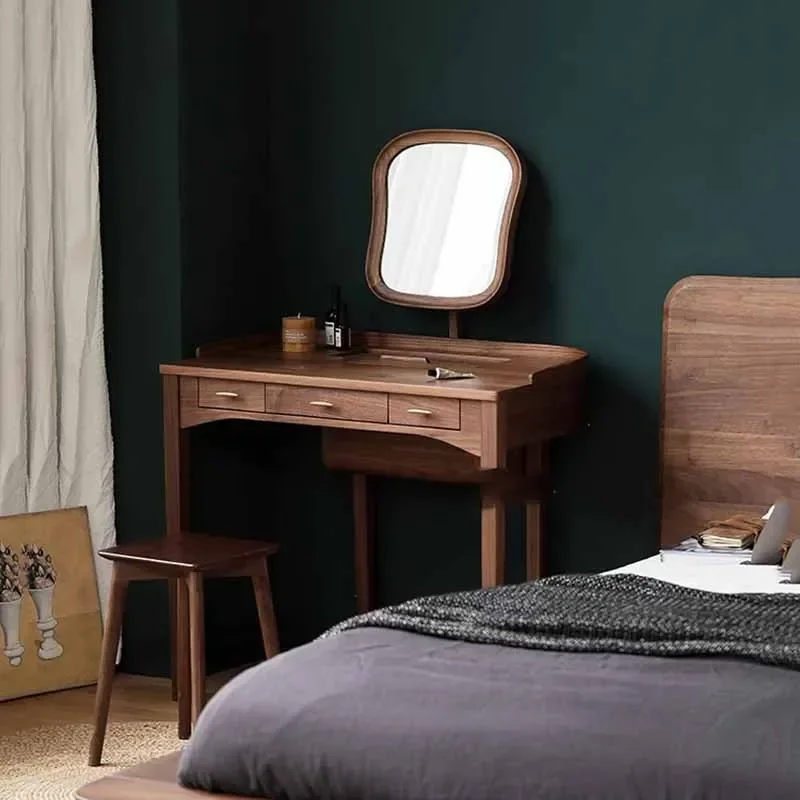 Wood Drawers Dresser Eithe Bedroom  Small Living Room Makeup Dressing Table Mirror Wooden