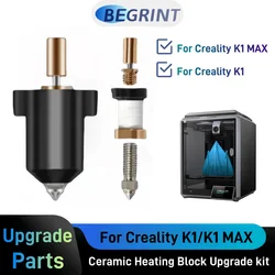 For Creality K1 / K1 Max Hotend Kit Ceramic Heating Block Nozzle 300°C Extruder High Speed High Flow For Creality K1 Upgrade