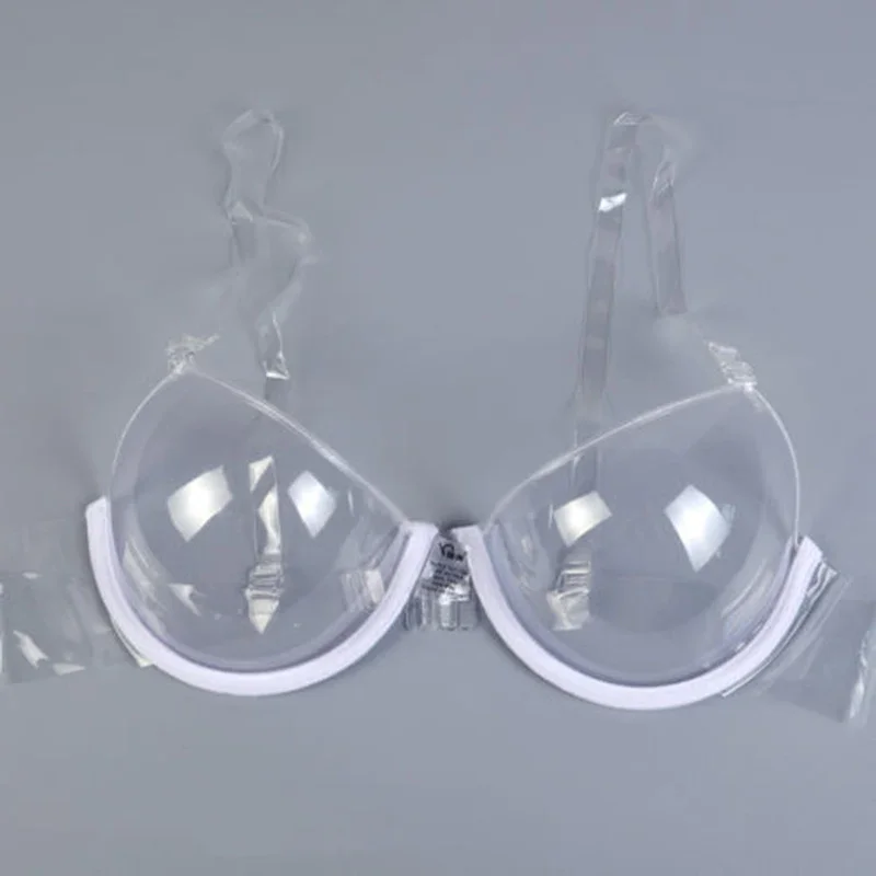 Women Sexy Transparent Clear Push Up Bra 3/4 Cup Polyurethane Ultra-thin Strap Invisible Bras Underwear