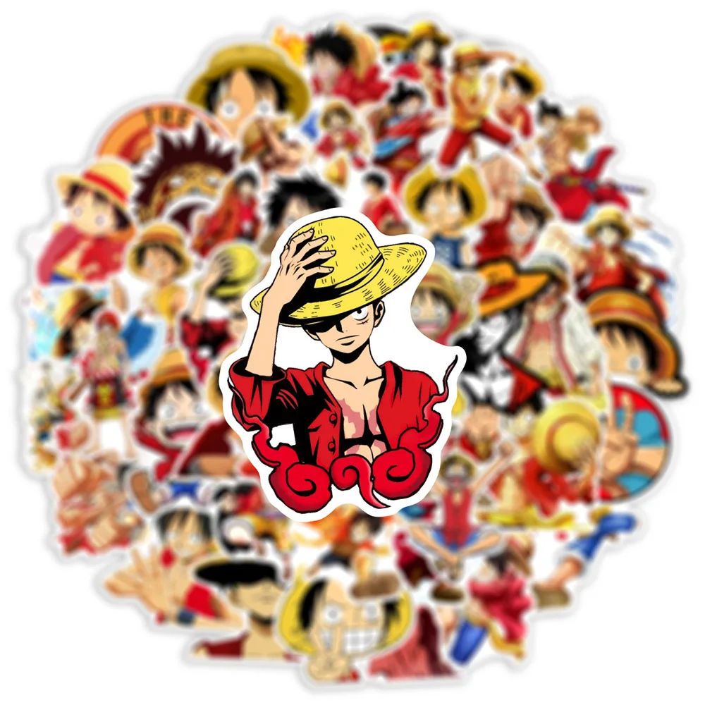 One Piece Luffy Anime Adesivos para Crianças, Decalques Cool Cartoon, Brinquedos DIY, Laptop, Telefone, Skate, Bagagem, Presentes, 10 Pcs, 30 Pcs, 50Pcs