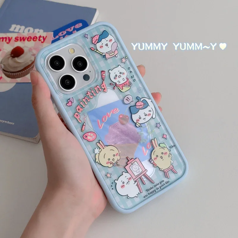 Cute Cartoon Sanrio Chiikawa usagi Illustration Transparent Phone Case For iPhone 15 14 13 12 11 Pro Max Shockproof Hard Cover