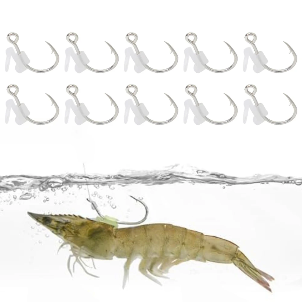10pcs Night-Shining Live Shrimp Hook Set with Flexible Silicone Band for Outdoor Use to Maintain Shrimp Balance and Attract Fish