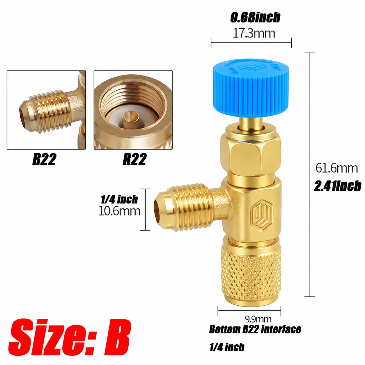 1/4 Stück R22 R410 Kältemittel-Füllventil Sicherheitsadapter Durchflussregelventil für R22 R410 Klimaanlagen-Manifold – Detail 2