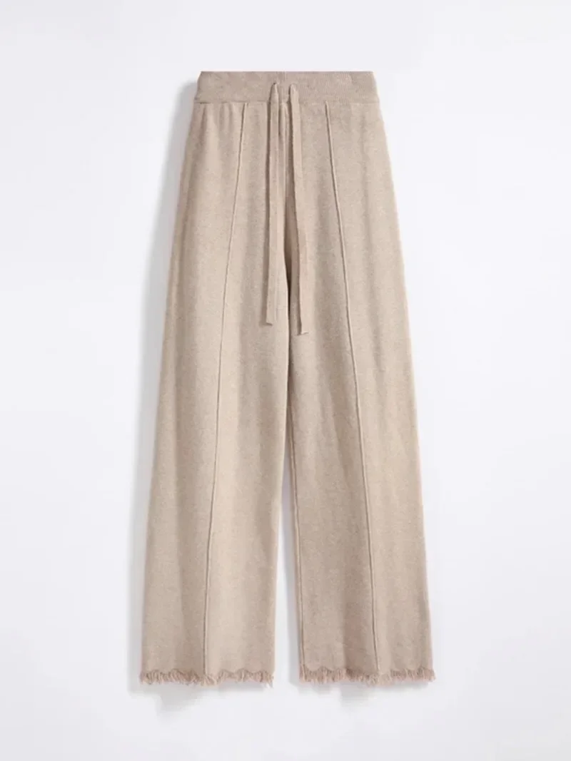 สไตล์เกาหลี Sweatpants ผู้หญิงฤดูใบไม้ร่วงฤดูหนาวใหม่แฟชั่นเอวสูงกางเกงสบายๆถักกางเกงตรง Y2k