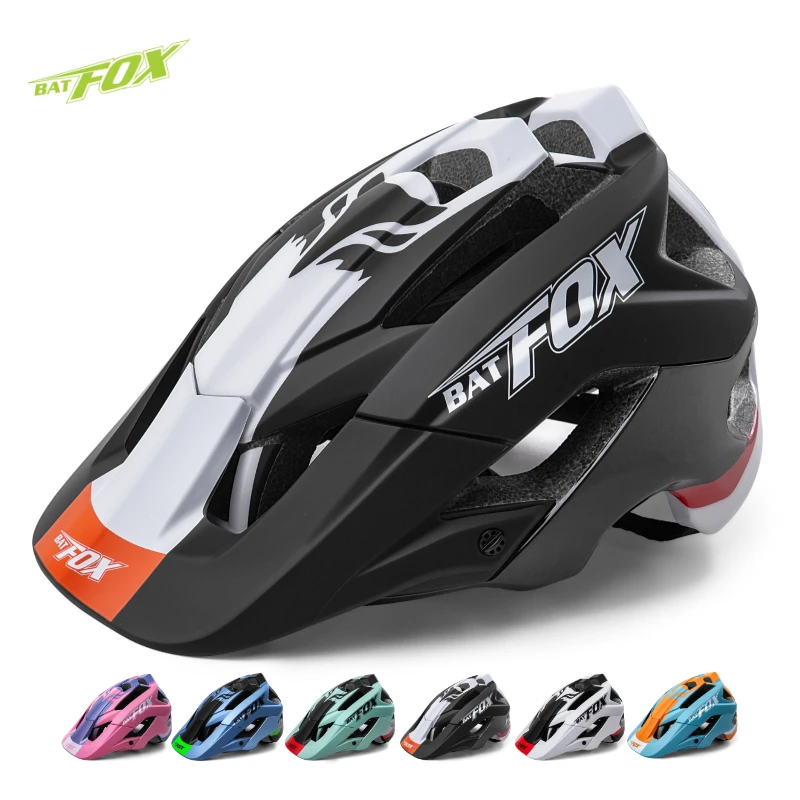 BATFOX Mountain Bike Helmet DH Downhill Speed Fast MTB Integrally-molded Bicycle Cycling Helmet Sun Visor Safety Cap Riding