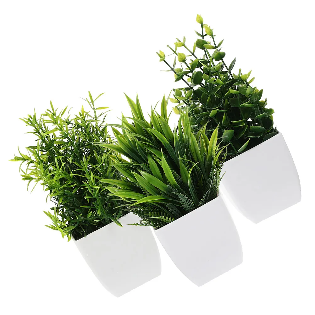 

3pcs Mini Artificial Plant Pots High Realism Small Fake Plants for Shelf Home Office Bedroom Decor Stylish Faux Green Plants