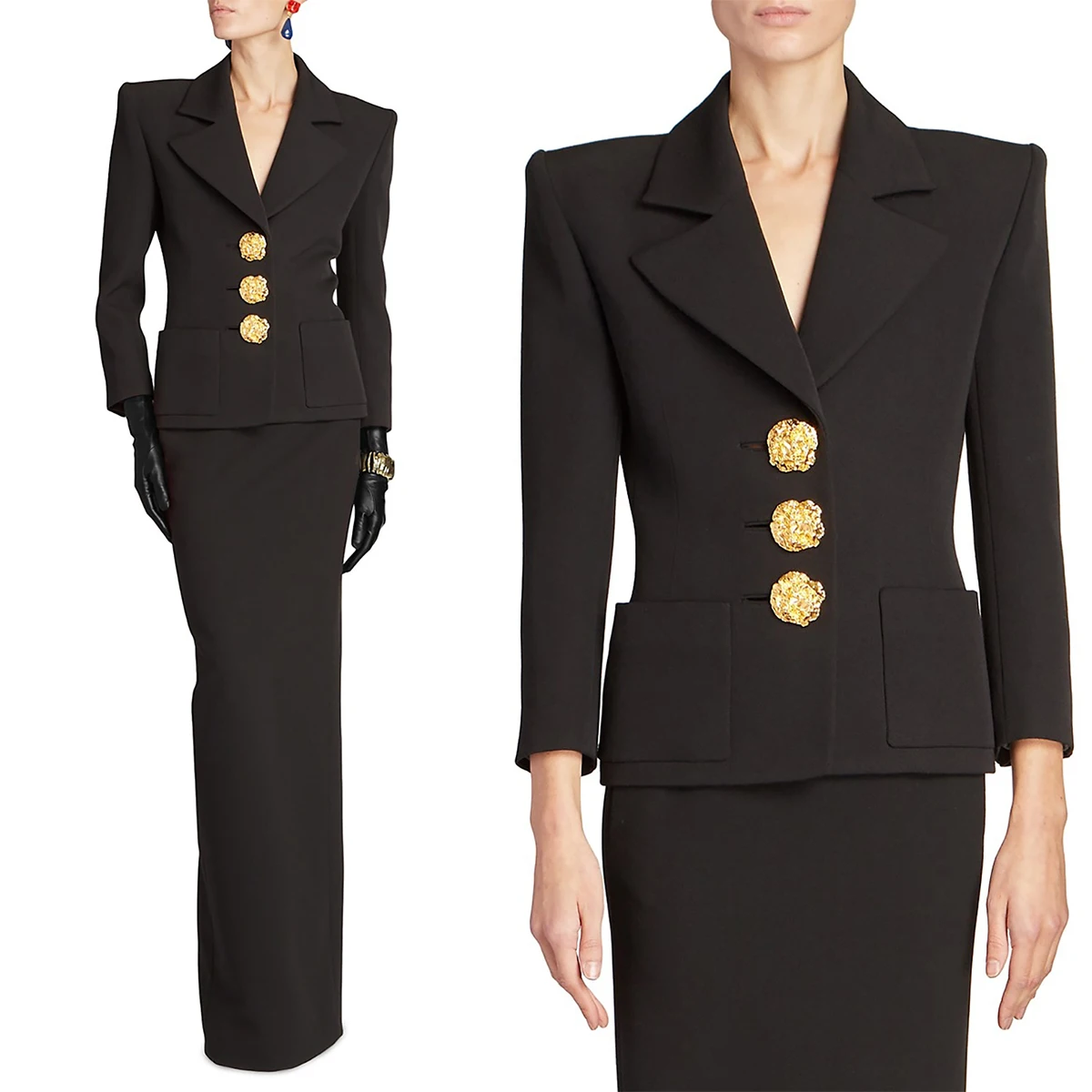 Spring Elegant Mother of the Bride Suit Black Skirts Sets Office Lady Evening Party Blazer Guest Wear 2 Pieces