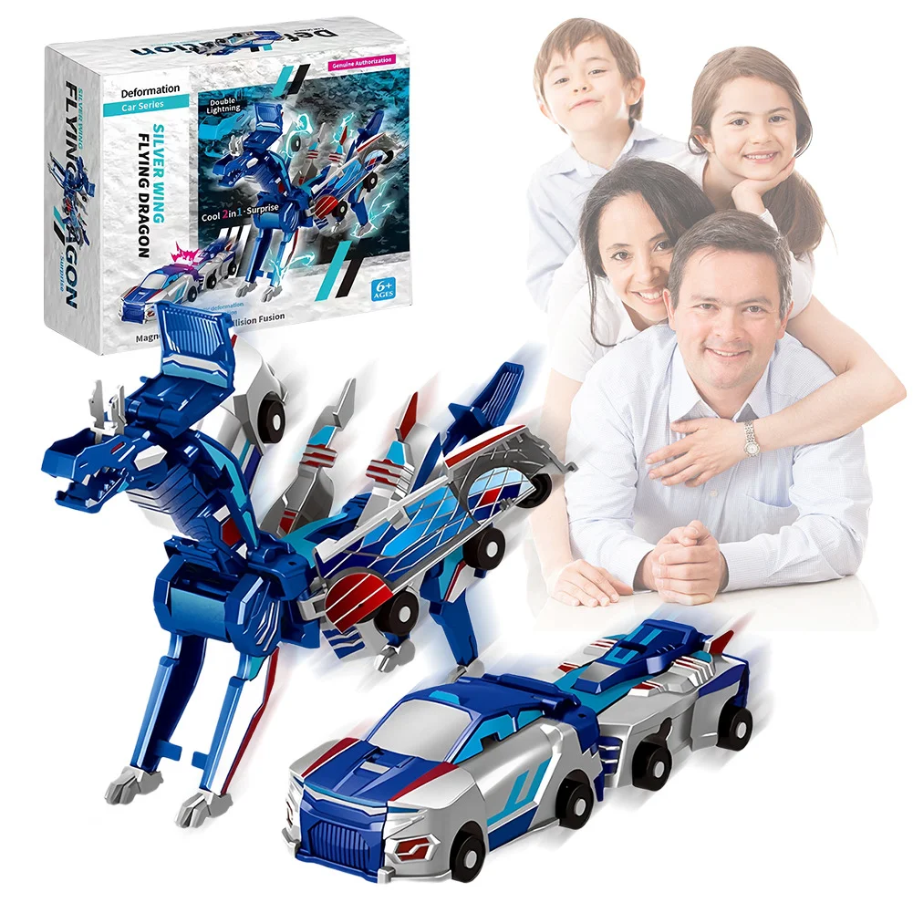 Nwj Transformujący się w Jednorożca Samochodzik - Transformacja po Kolizji w Jednorożca, Zestaw 2 sztuk dla Dzieci, Świetny Prezent, Popularny Samochodzik Transformujący się 2-w-1