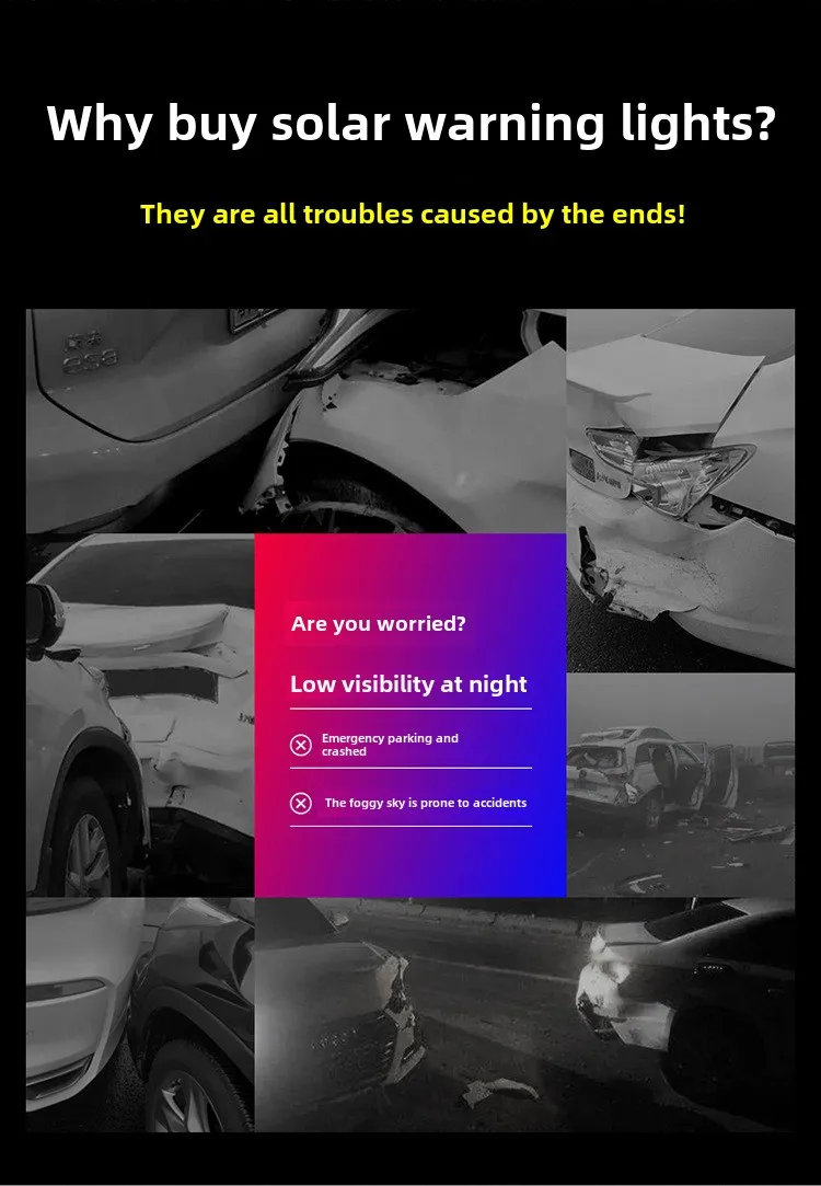 Solar Auto Visier Strobe Blinkende Lampe Innen Windschutzscheibe LED Dekoration Lampe Dreieck Rahmen Notfall Parkplatz Signal Strobe Lampe – Detail 2