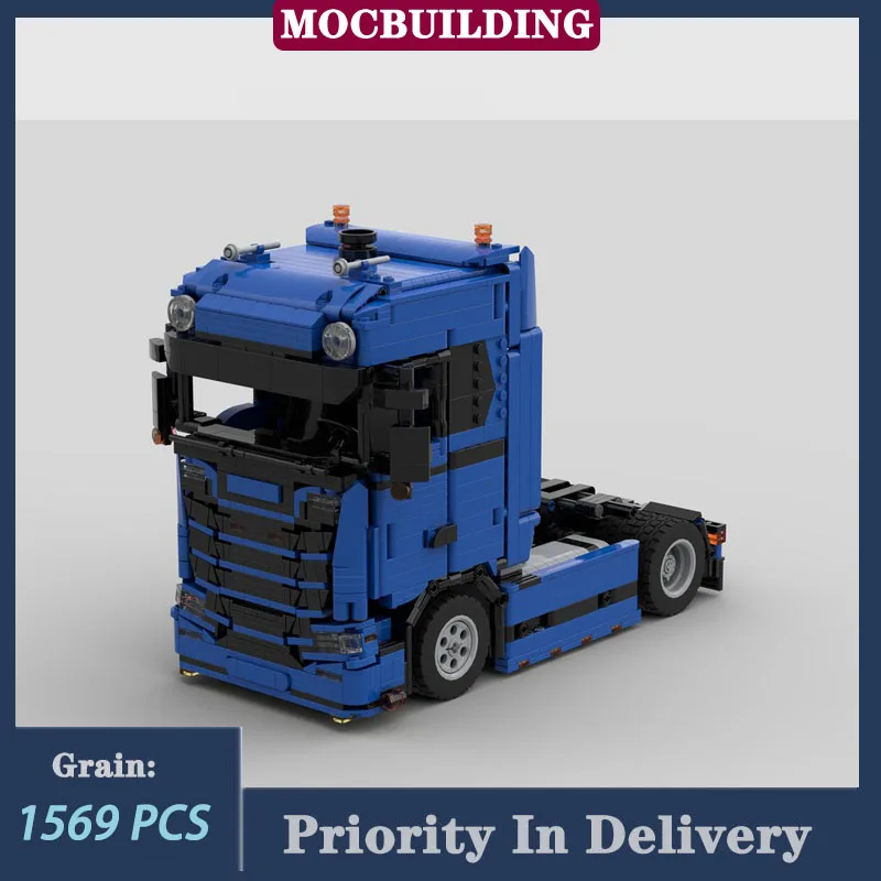 MOC City Technology Blue Truck 660S Style 1:21 Scale Model Building Block Transport Vehicle Boys Collection Toy Gifts