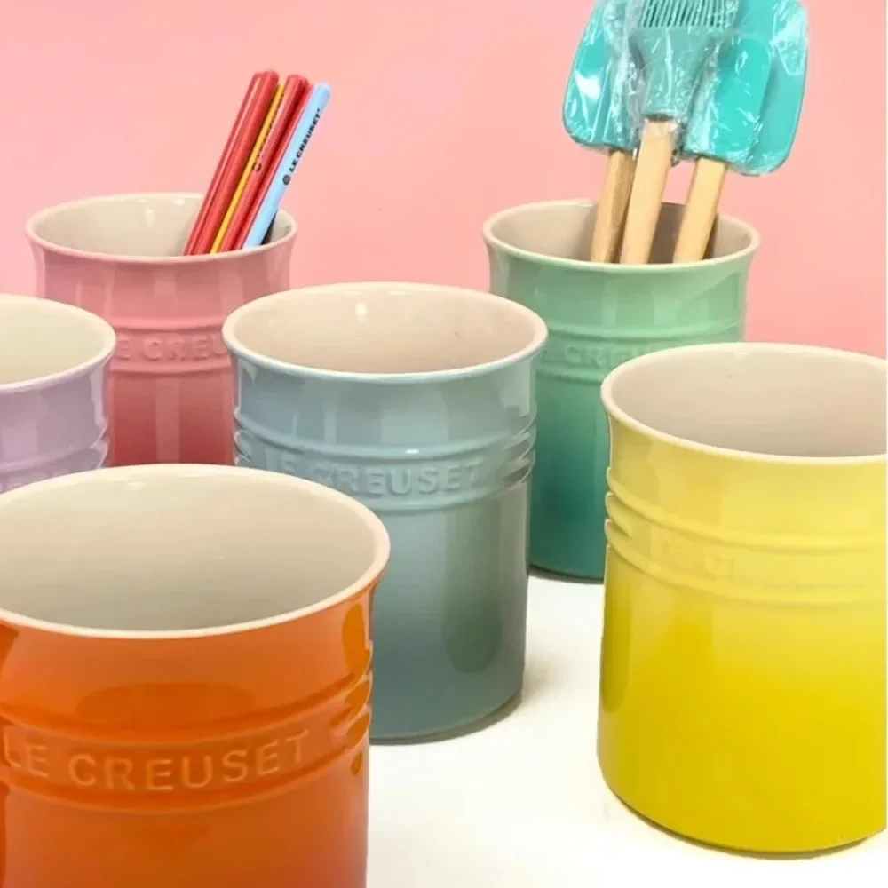 Le Creuset Rainbow Tool Bucket Cooking Tool Storage Can Decorative Stoneware Kitchen Spoon Spatula Holder Jar
