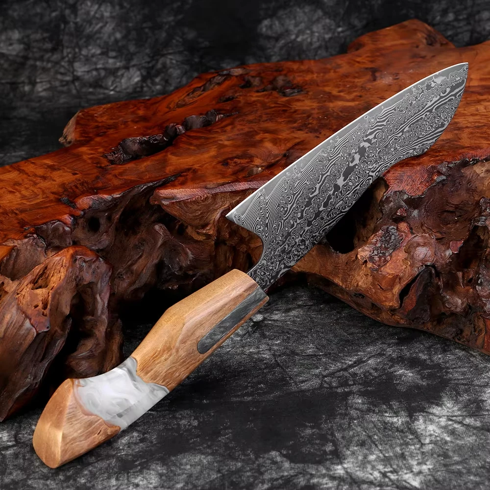 

Japanese Damascus Santoku Knife 7 Inch Chef Knife for Meat & Vegetables Sharp Professional Kitchen Knife Premium Cooking Knives