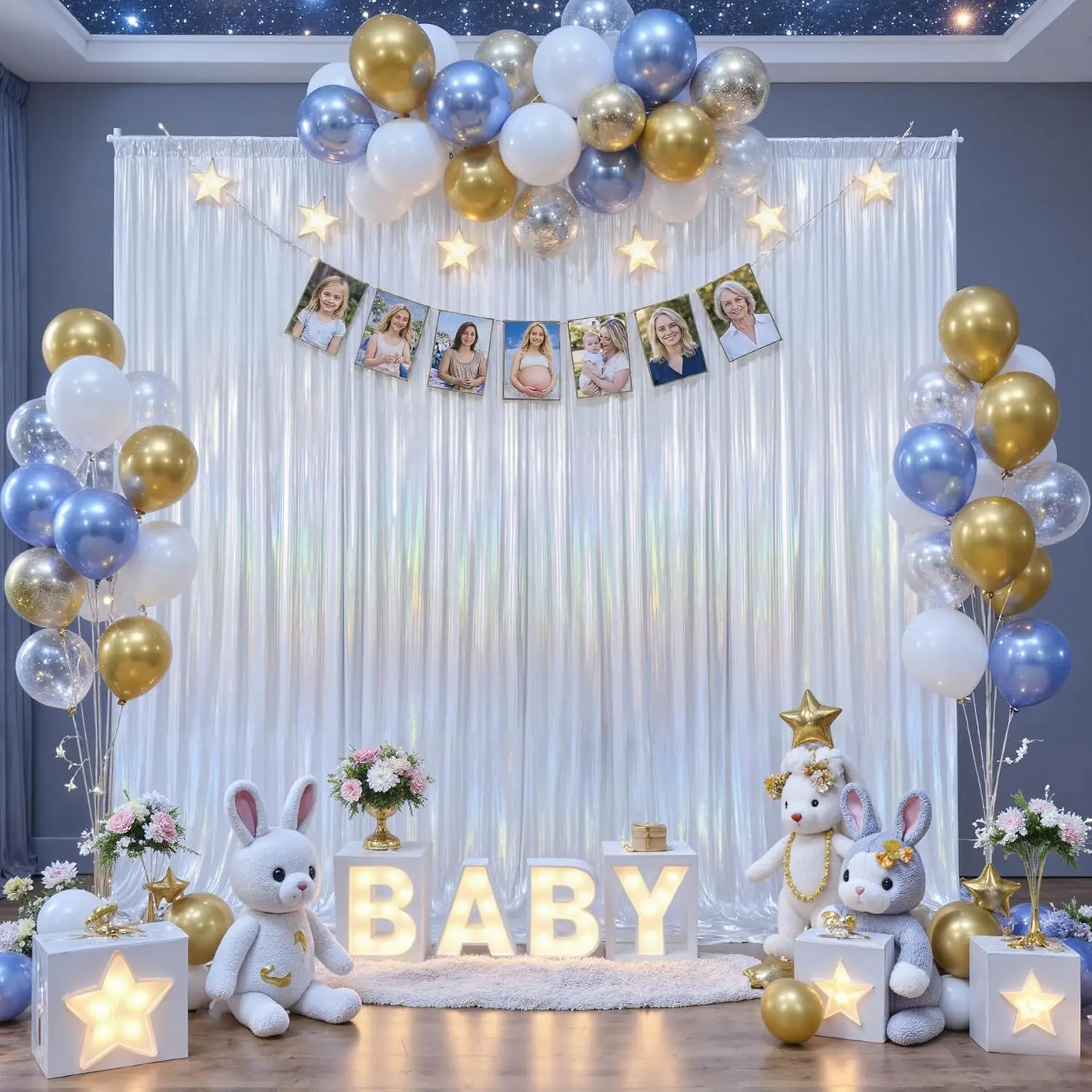 Shimmer Laser Backdrop Curtain Glitter Coloful  Photo Back Drop Curtain for Wedding Birthday Photography Background Decortion