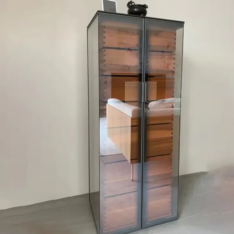 Modern Aluminum Storage Showcase Wine Rack Cabinet with 5 Drawers & Shelves for Living Room and Hotel Furniture