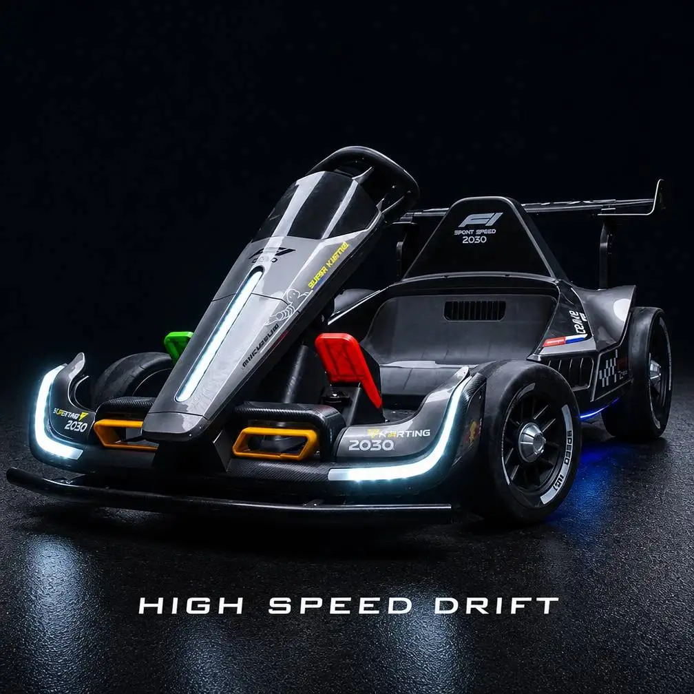 new 24V Electric Go-Kart Kids Outdoor Ride On Drift Racing Car Toy with Variable Speeds Up to 7.5 Mph,LED Lights,Music,USB Por