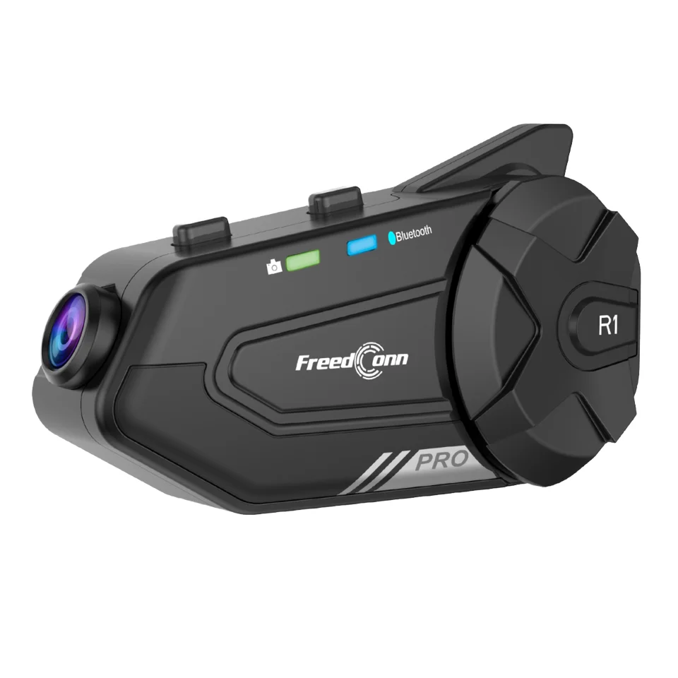 FreedConn R1PRO All-in-One 2K Pixel Motorcycle Recorder BT Headset Intercom with Helmet Mount Essential Accessory for Riders