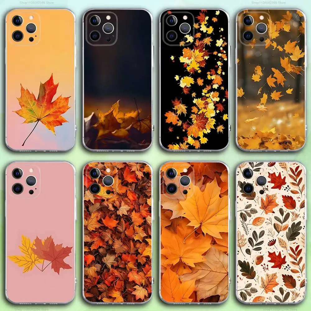 

A-Autumn L-Leaf Art Phone Case For iPhone 16,15,14,13,12,11 Pro,Max,Plus,X,XS,XR,SE4,E Mini Transparent Soft Cover