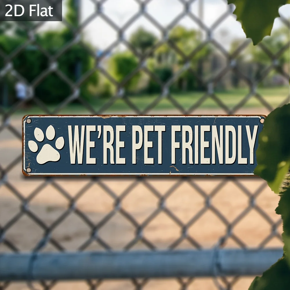 Rustic 2D Aluminum Dog Paw Print Metal Sign, Pet Friendly Wall Decor for Dog House, Cabin, Bar, Unique Gift for Dog Lovers