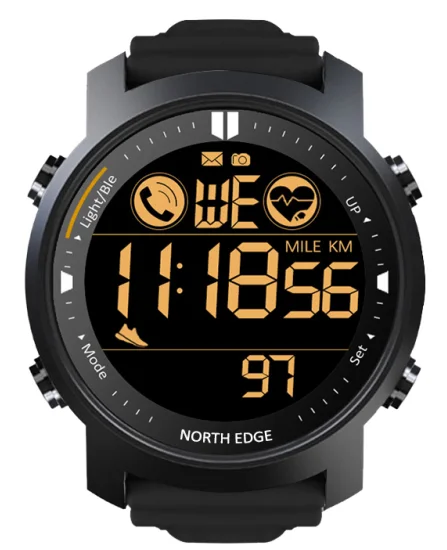 NORTH EDGE Smart Watch da uomo cardiofrequenzimetro impermeabile 50M nuoto corsa sport contapassi cronometro Smartwatch Android IOS
