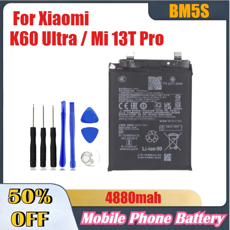 

4880mah High-Quality BM5S Replacement Batteries For Xiaomi K60 Ultra / Mi 13T Pro Mobile Phone Batteries
