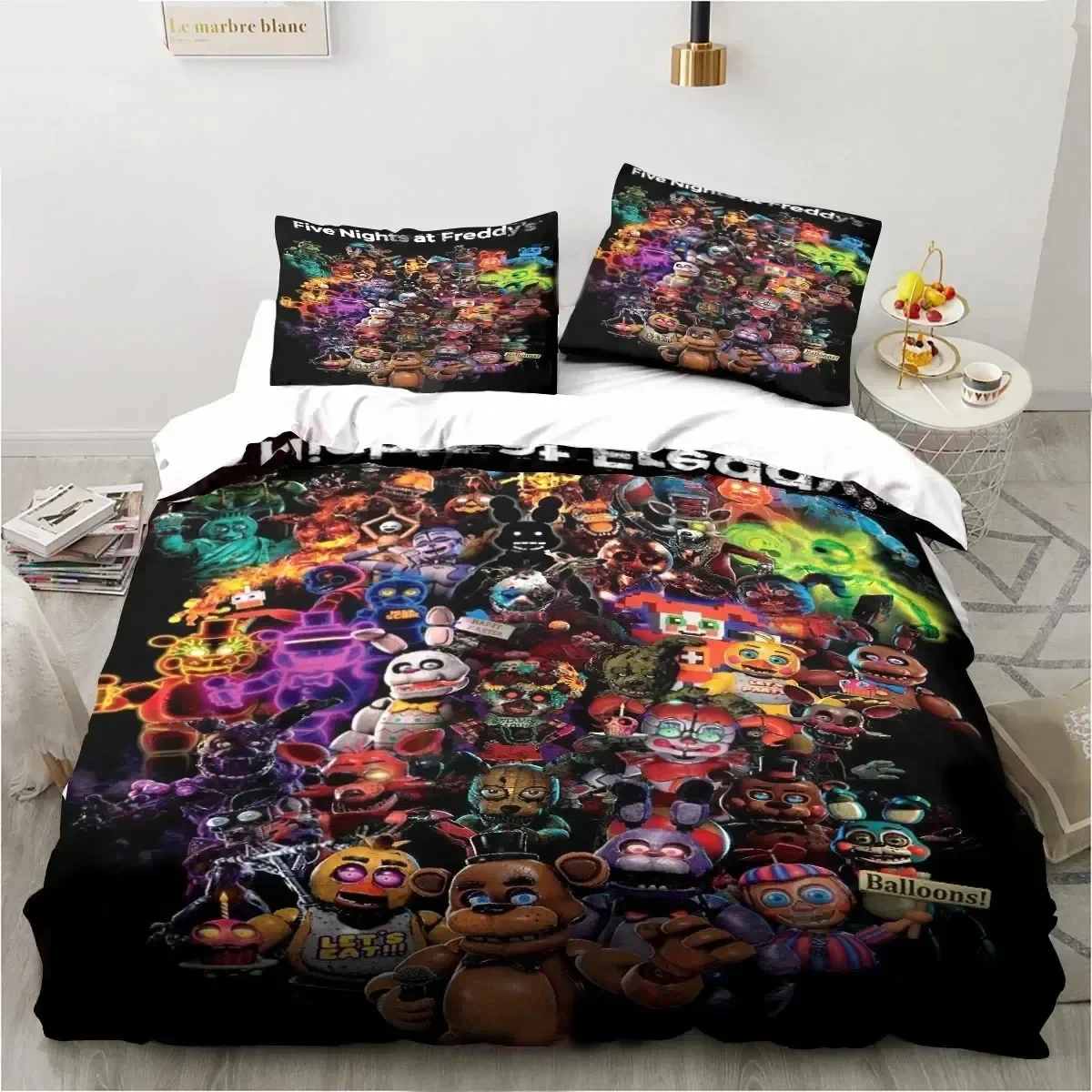 2026 Horror FNAF Game F-Freddy Bedding Set,Duvet Cover Comforter Bed Set Quilt Cover Pillowcase,King Queen Twin Boys Girls Adult