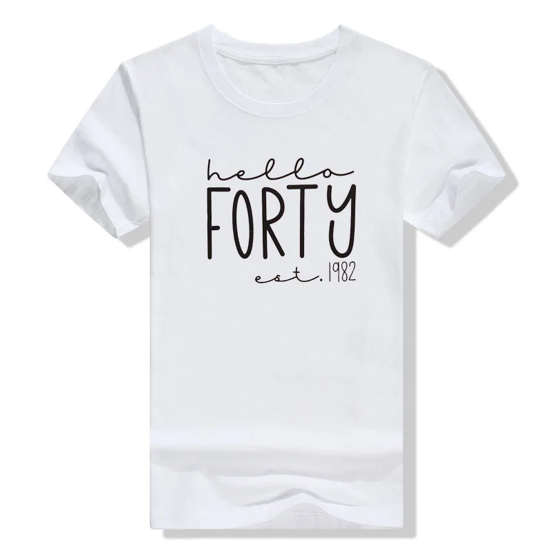 Hello Forty Shirt Women 40th Birthday Tee Shirt 40 Years Old Anniversary T-Shirt Short Sleeve Casual Top Mother's Day Wife Gifts